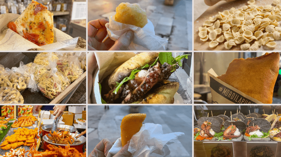collage of food items of bari street food