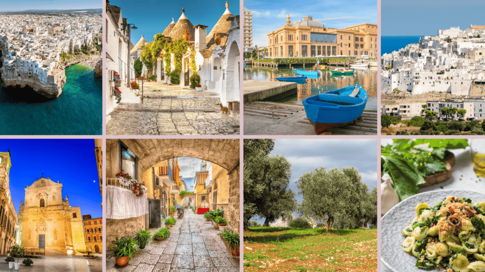 Collage of photos of a trip to Puglia, Italy