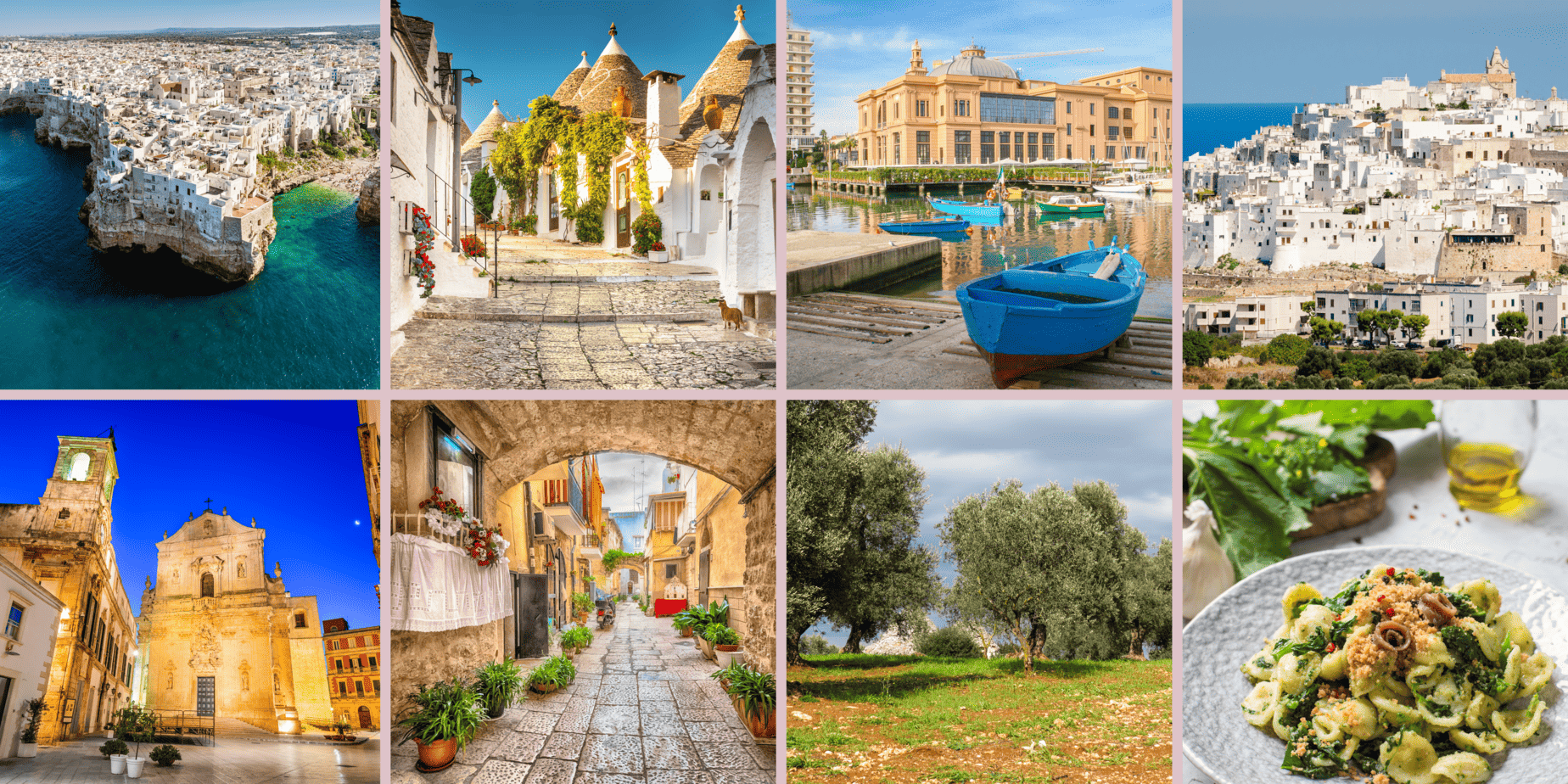 Collage of photos of a trip to Puglia, Italy